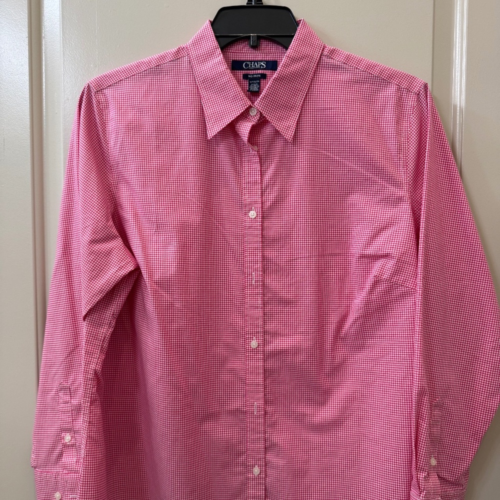 Chaps Women's Pink Gingham size 1x button down